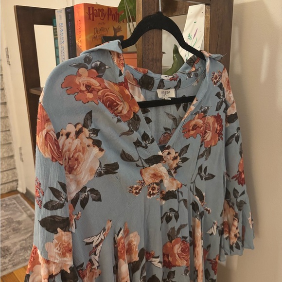 Umgee Blue and Orange Floral Mini Dress - Picture 1 of 5